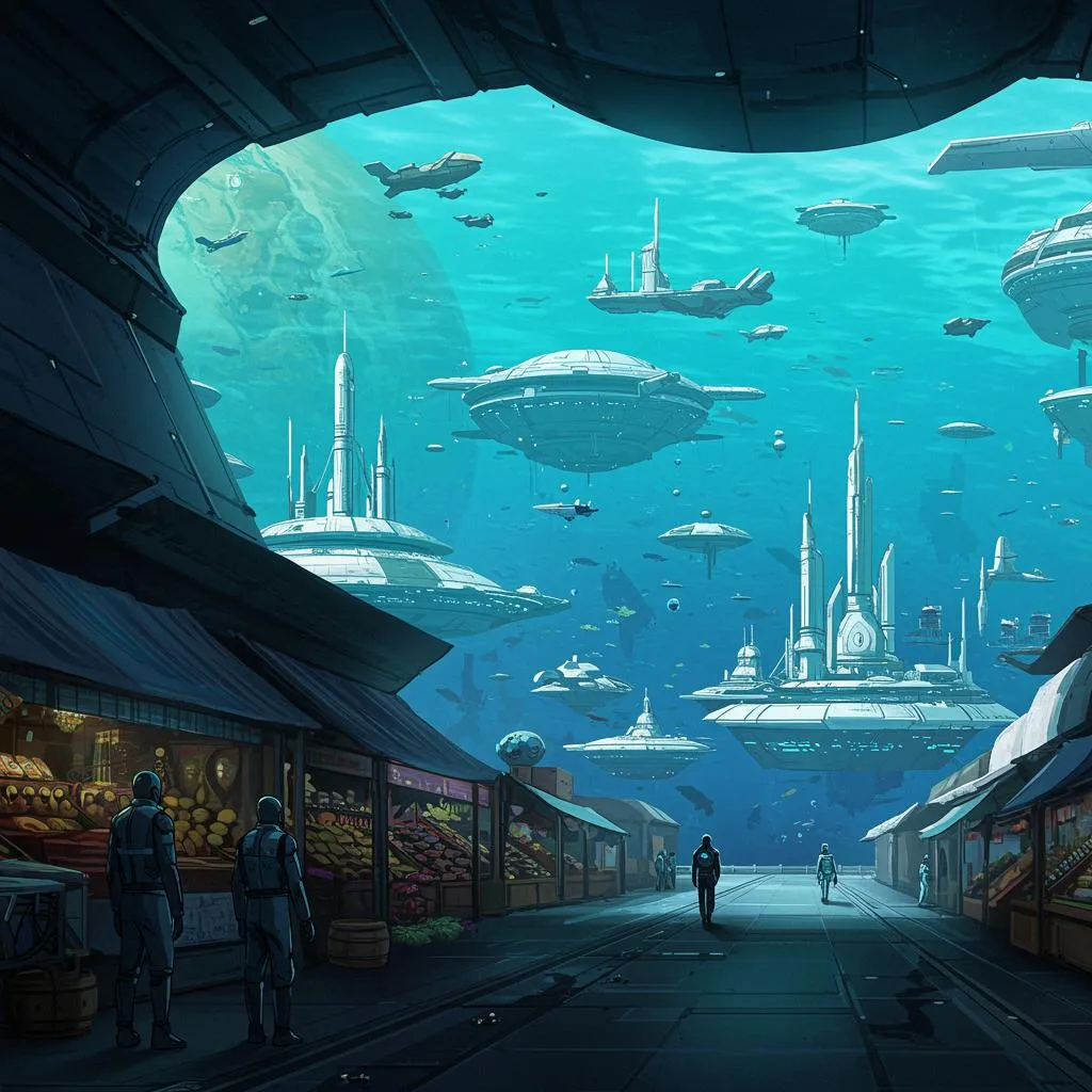 Azure — An ocean world with floating cities.